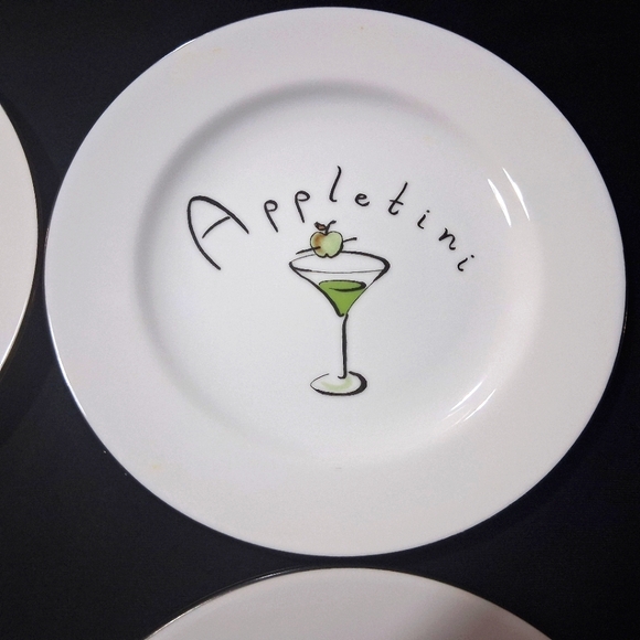 Pottery Barn Martini Plates Dishes Barware Set Of Four 7.5" Cocktail Snack - Picture 7 of 17